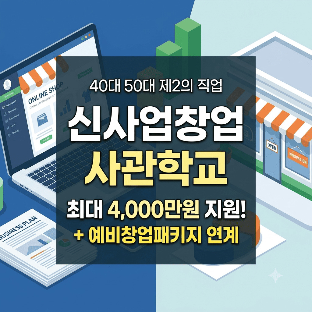 소상공인시장진흥공단 신사업창업사관학교 중장년 정부 창업 지원금 안내 포스터