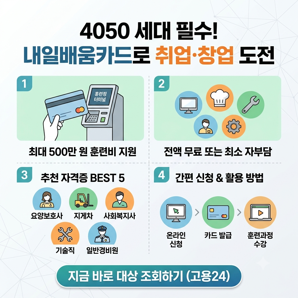 내일배움카드 전액 무료 수강 4050 중장년 인기 국가 자격증 종류 5가지 추천